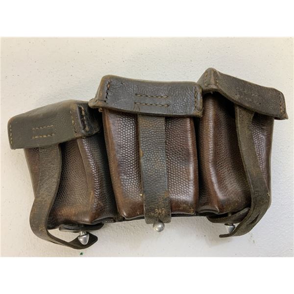 WWII GERMAN K98 BROWN LEATHER AMMUNITION POUCH