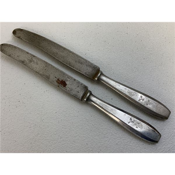 WWII NAZI GERMANY WEHRMACHT STAMPED PAIR OF DINNER KNIVES 1943