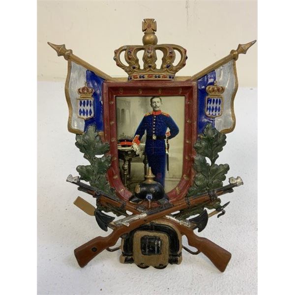 ANTIQUE IMPERIAL GERMAN BAVARIA MILITARY SERVICE MEMORIAL FRAMED PICTURE