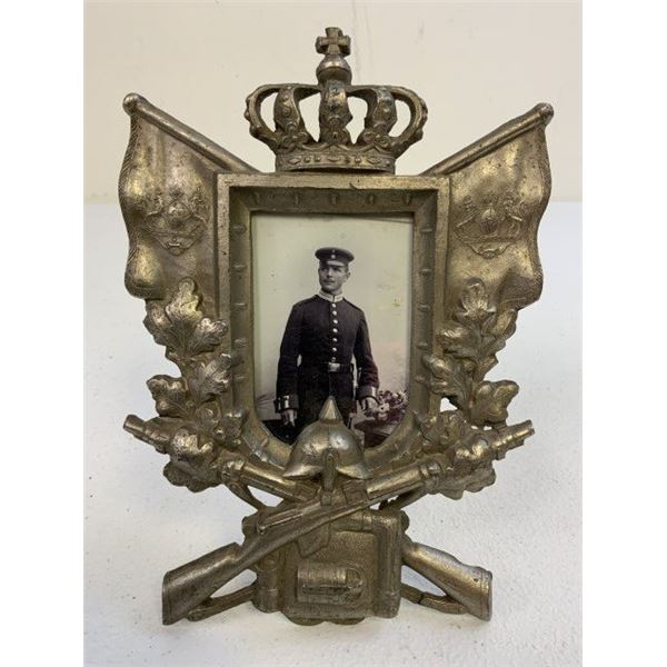 ANTIQUE IMPERIAL GERMAN MILITARY SERVICE MEMORIAL FRAMED PICTURE