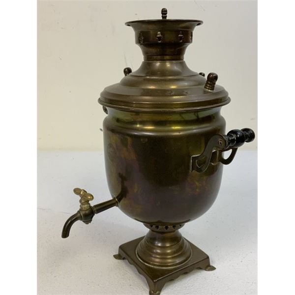 ANTIQUE RUSSIAN SMALL SIZE BRASS SAMOVAR TEA KETTLE