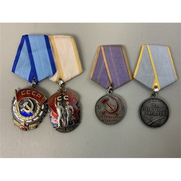 USSR GROUP OF 4 ALL SILVER ORDERS MEDALS