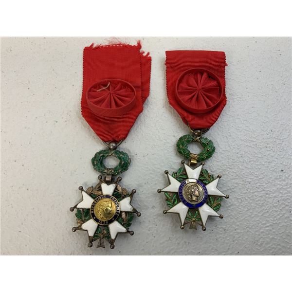 ANTIQUE FRENCH LEGION OF HONOR 1870 MEDALS LOT OF 2