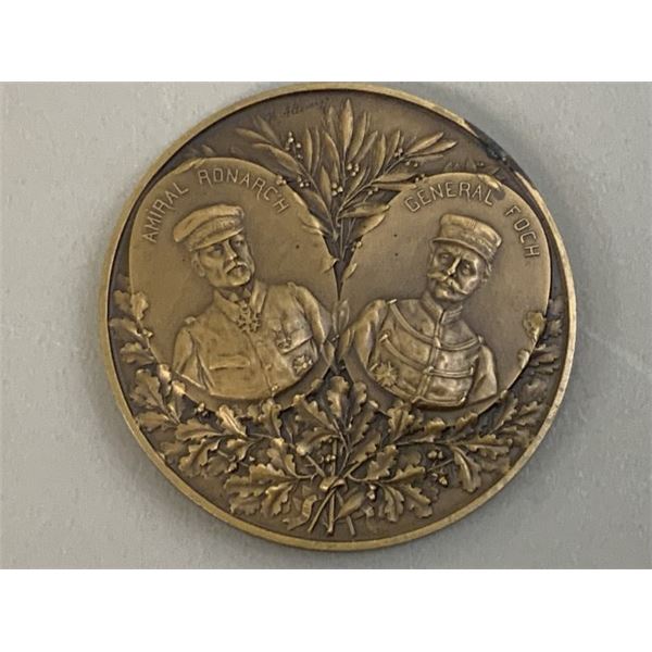 WWI FRENCH BATTLE OF YZER COMMEMORATING LARGE BRONZE MEDAL