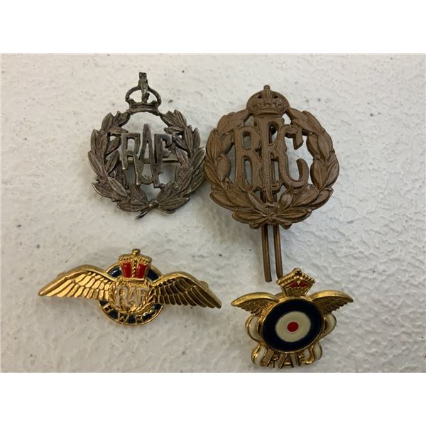UK ROYAL AIR FORCE RAF BADGES LOT OF 4