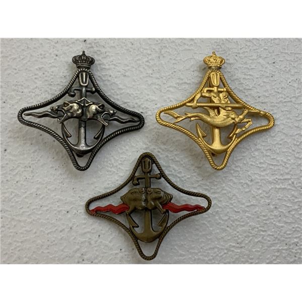 WWII ITALIAN ROYAL NAVY BADGES LOT OF 3