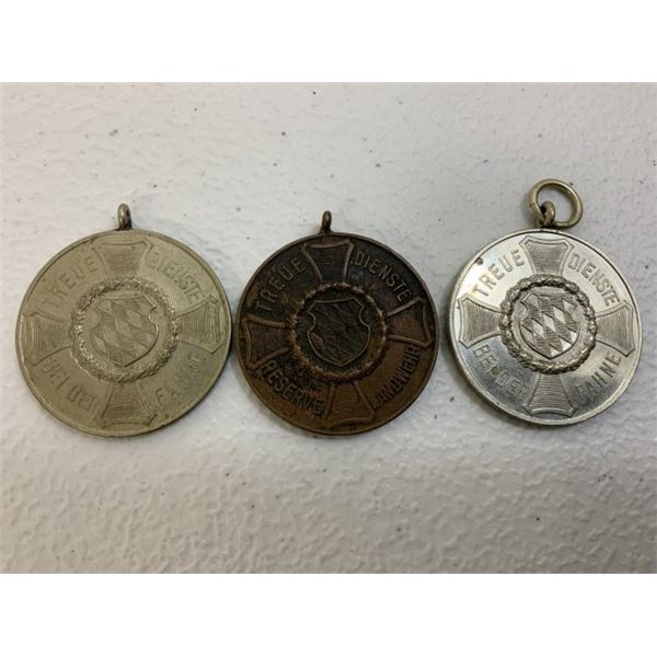 ANTIQUE GERMAN FIRE DEPARTMENT SERVICE MEDALS LOT OF 3