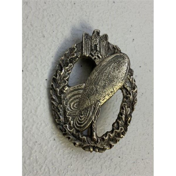 GERMAN NAZI ARMY BRONZE BALLOON OBSERVER BADGE IN SILVER