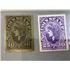 Image 1 : ANTIQUE OLD AMERICAN INSURANCE CO. "LIBERTY" COIN STAMPS LOT 10C & 25C