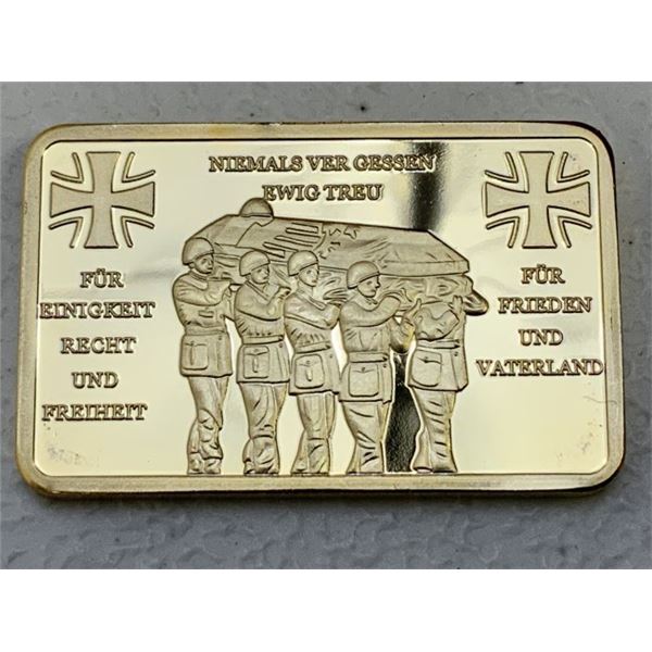 GERMANY GOLD PLATED NOVELTY COIN GERMAN BUNDESWEHR COMMEMORATIVE BAR