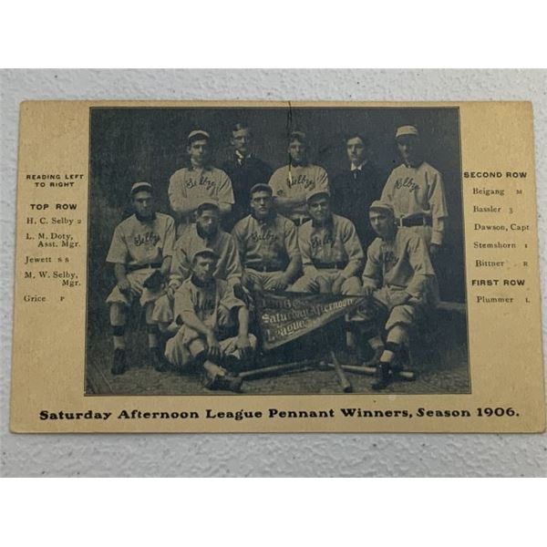 ANTIQUE POSTCARD 1906 SELBY BASEBALL TEAM PENNANT WINNERS