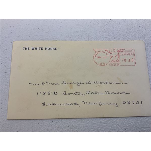 PRESIDENT RONALD REAGAN SIGNED THANK YOU CARD DATED MAY 8 , 1981