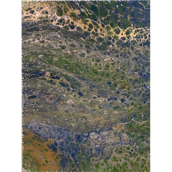 CRYSTAL SHELVEN "BLUE FISH" ACRYLIC PAINTING ON CANVAS ORIGINAL ARTWORK