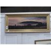 Image 1 : Framed Oil On Canvas Coastal Farm Scene Signed Blacom - 18 x 40