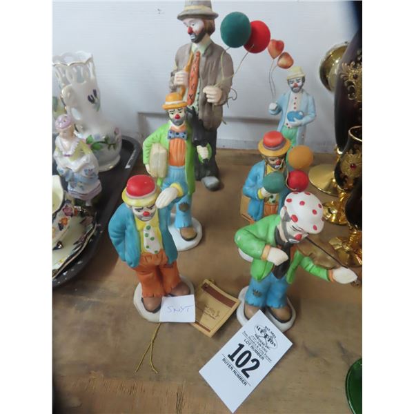 6-Emmitt Kelly Clown Figurines - 6 X $