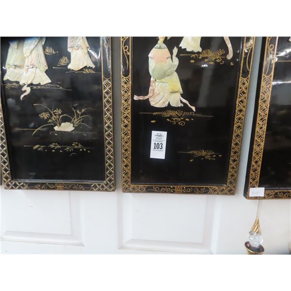 4-Oriental Mother of Pearl 2 Panel Wall Art - 4 X $