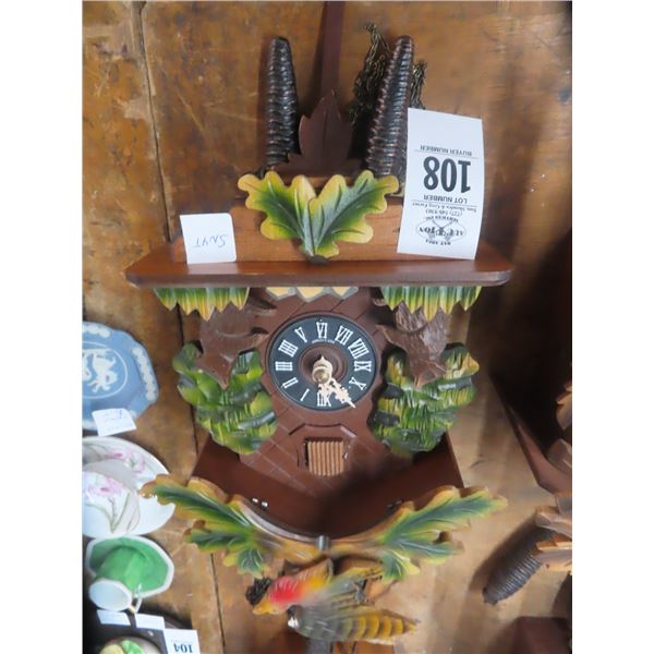 Cuckoo Clock w/Bears and Painted Birds