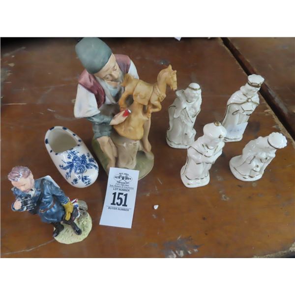 Mug Man and Asst. Figurines, Porcelain Clog