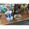 Image 1 : Carnival Glass, Footed Dish, Art Glass Bottles and More