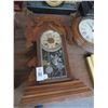 Image 1 : Ornate Carved Mantle Clock w/Etched Bird Motif Glass Door