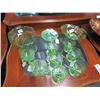 Image 1 : Etched Green Depression Glass, Bowls/Cups/Saucers & Short Stem Glasses