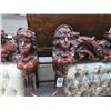 Image 2 : Mahogany Ornately Carved Figural Claw Foot Tufted Side Chair Set