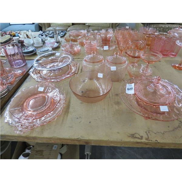 Lot of Pink Depression Glass