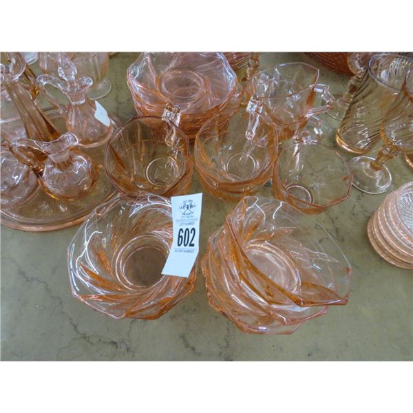 Lot of Pink Depression Glass Including Shakers & Pourer Set