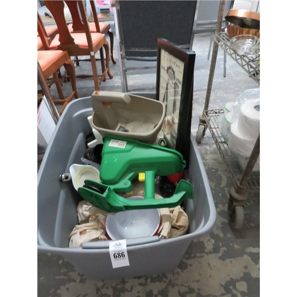 Bin w/Asst. Kitchen Items and Asst. Fertilizer