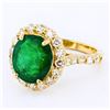 Image 2 : 4.12 ctw Emerald and 1.08 ctw Diamond 18K Yellow Gold Ring