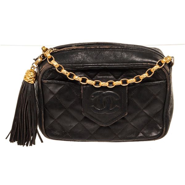 Chanel Black Leather CC Camera Shoulder Bag