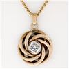 Image 2 : Vintage Retro 14k Gold .24 ctw Transitional Diamond Interlocking Love Knot Penda