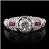 Image 1 : 0.81 ctw VS2 CLARITY CENTER Diamond and 0.26 ctw Ruby 18K White Gold Ring