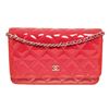 Image 1 : Chanel Pink Quilted Patent Leather Wallet on Chain