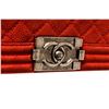 Image 5 : Chanel Red Soft Matte Caviar Leather Boy Large Flap Bag