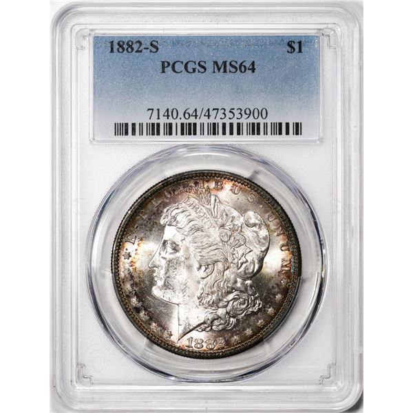 1882-S $1 Morgan Silver Dollar Coin PCGS MS64 Nice Toning