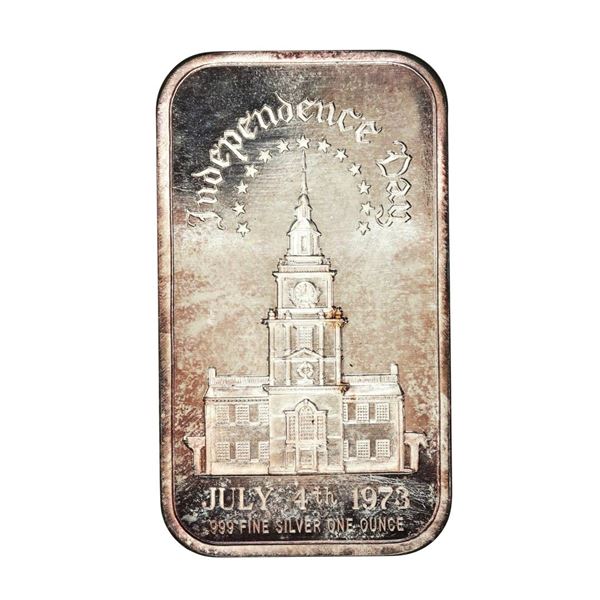 Vintage July 4th, 1973 Independence Day Madison Mint 1 Oz .999 Fine Silver Art Bar