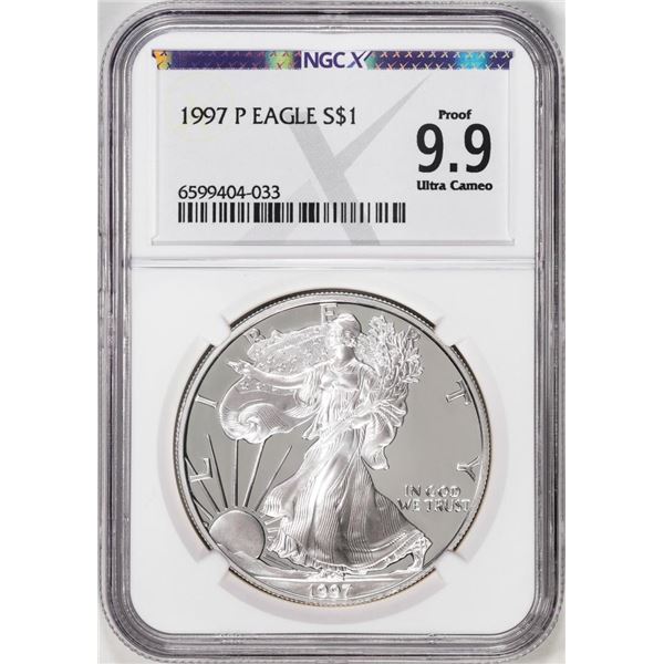 1997-P $1 Proof American Silver Eagle Coin NGCX Proof 9.9 Ultra Cameo