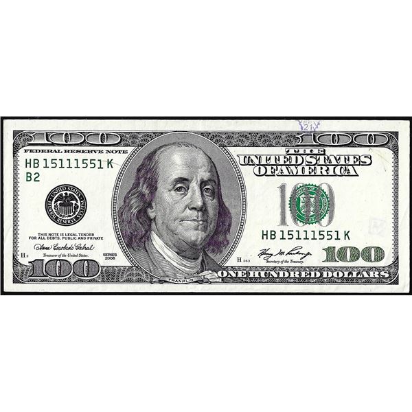 2006 $100 Federal Reserve Note Binary Serial Number
