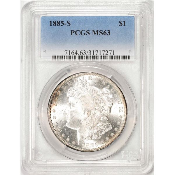 1885-S $1 Morgan Silver Dollar Coin PCGS MS63