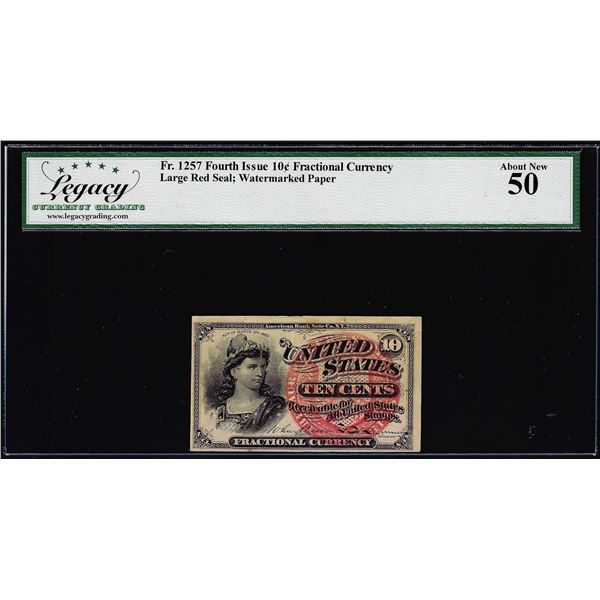 1863 Fourth Issue 10 Cents Fractional Currency Note Fr.1257 Legacy Ch. About New 50