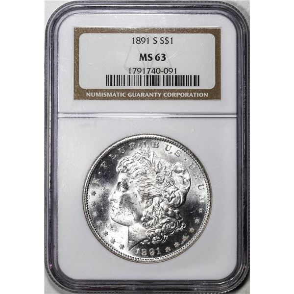 1891-S $1 Morgan Silver Dollar Coin NGC MS63