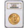 Image 1 : 1908 No Motto $20 St. Gaudens Double Eagle Gold Coin NGC MS64