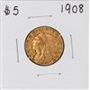 Image 1 : 1908 $5 Indian Head Half Eagle Gold Coin