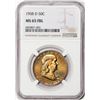 Image 1 : 1958-D Franklin Half Dollar Coin NGC MS65FBL Amazing Toning