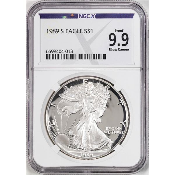 1989-S $1 Proof American Silver Eagle Coin NGCX Proof 9.9 Ultra Cameo
