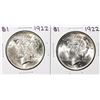 Image 1 : Lot of (2) 1922 $1 Peace Silver Dollar Coins