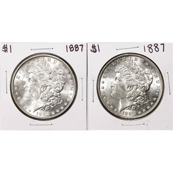 Lot of (2) 1887 $1 Morgan Silver Dollar Coins