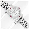 Image 4 : Rolex Ladies Stainless Steel White Index Ruby and Diamond Datejust Wristwatch