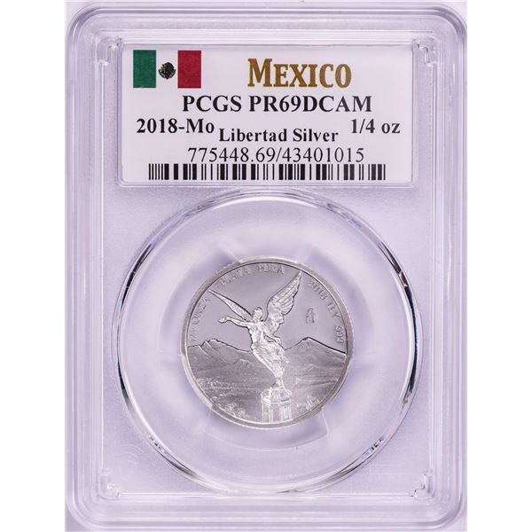 2018-Mo Mexico Proof 1/4 oz Silver Libertad Coin PCGS PR69DCAM